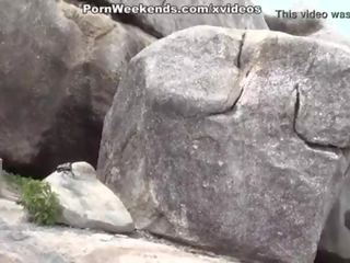 Extraordinary fuck near the stone wall